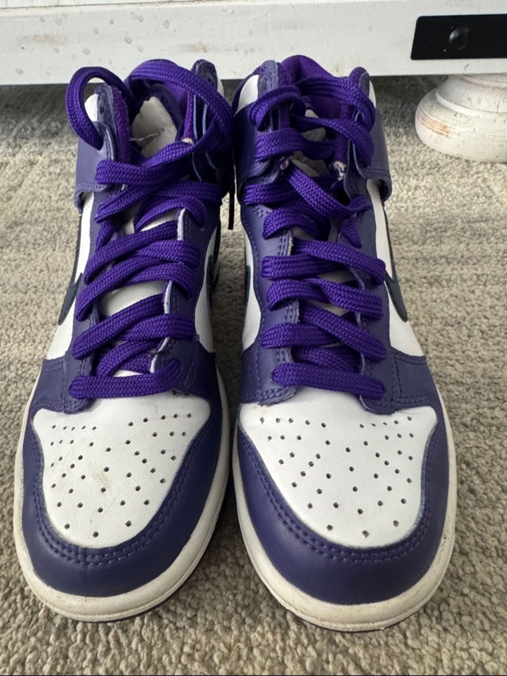 Nike Kids Purple and White High-Top Sneakers